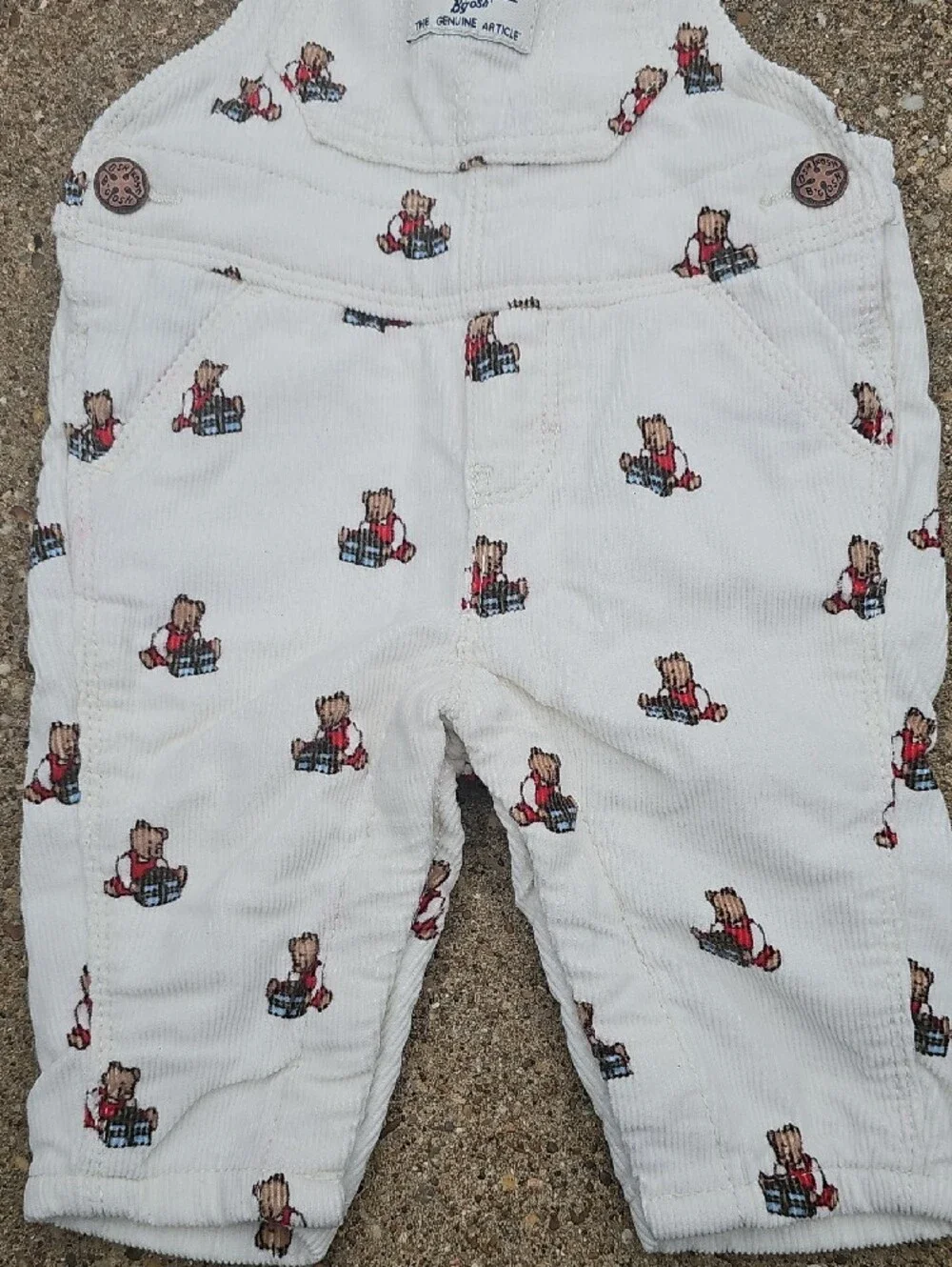 OshKosh B'gosh Cream Corduroy Teddy Bear Overalls 3m Baby Outfit